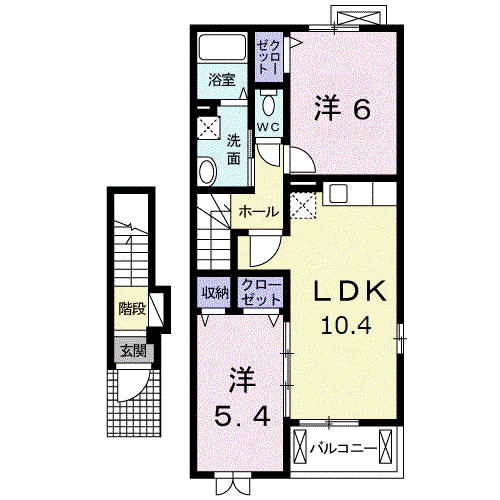 K・FOREST I(2LDK/2階)の間取り写真