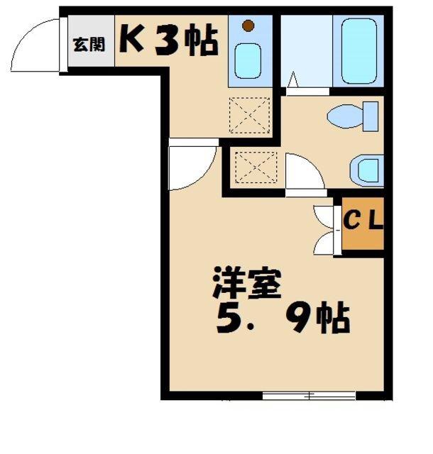 本厚木レジデンス(1K/2階)の間取り写真