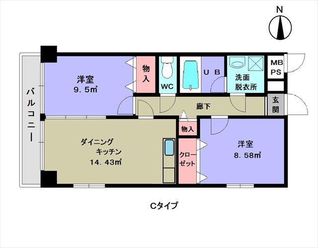 シティパル鴨居(2DK/6階)の間取り写真