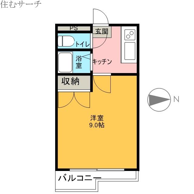 ロジュマン生桑(1K/1階)の間取り写真
