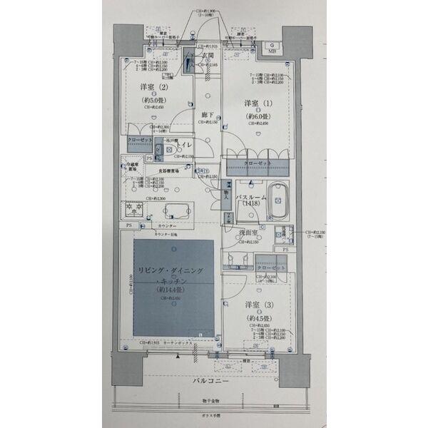 オープンレジデンシア名古屋駅太閤通(3LDK/6階)の間取り写真