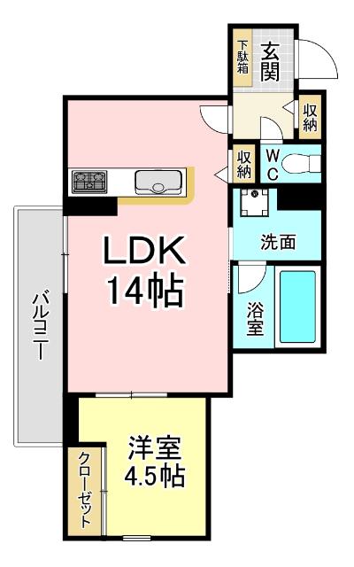 シャーメゾン日明(1LDK/1階)の間取り写真