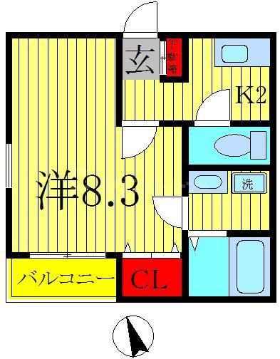 クレフラスト豊四季(1K/2階)の間取り写真