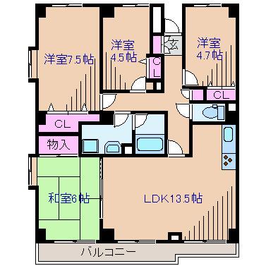 アークメゾン菊名(4LDK/3階)の間取り写真