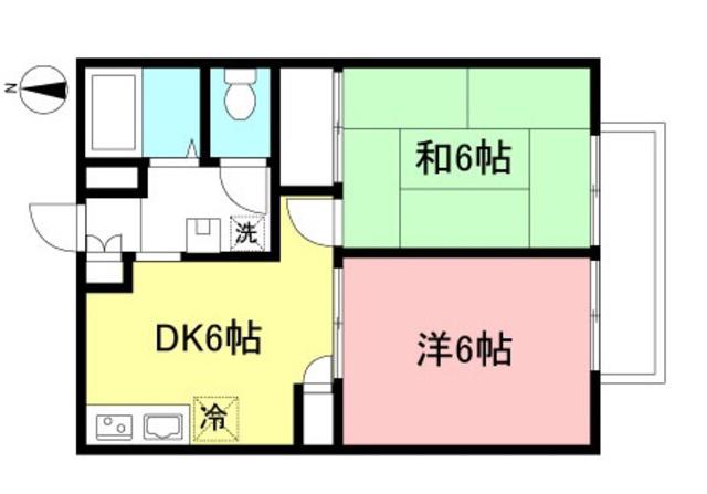 サンライフガーデン(2DK/2階)の間取り写真