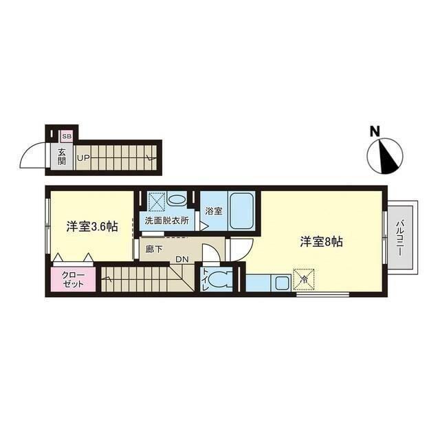 PREMORY北仙台(1LDK/2階)の間取り写真