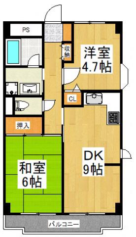 TS GARDEN 一橋学園(2DK/4階)の間取り写真