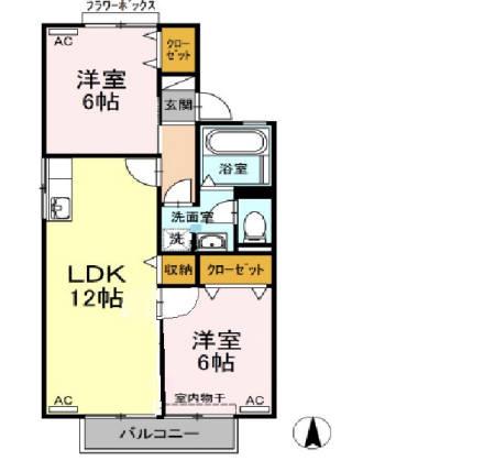 グリーンパーク井上A(2LDK/2階)の間取り写真