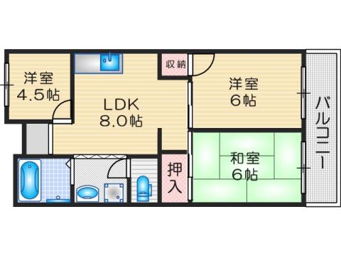 グリーンハイツ星見(1K/2階)の間取り写真