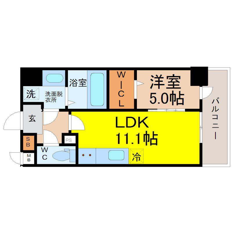 エスポワール黄金(1LDK/4階)の間取り写真
