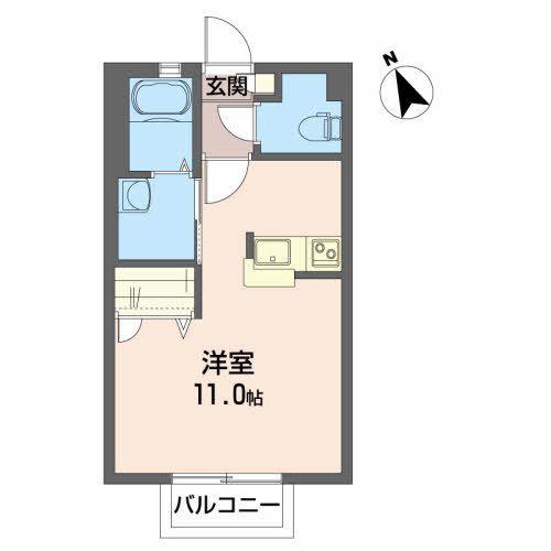 バリュージュ彩(ワンルーム/2階)の間取り写真