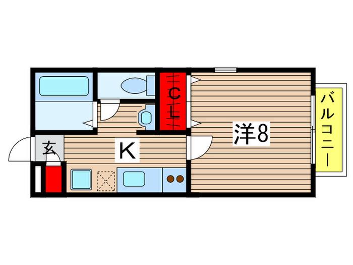 エスパシオD棟(1K/1階)の間取り写真