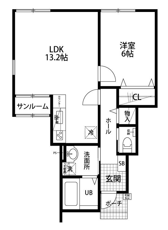 ベレーザ春日町 II号棟(1LDK/1階)の間取り写真