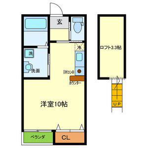 グランシャリオ山本通II(ワンルーム/2階)の間取り写真