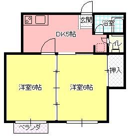 シティハイム・北新(2DK/2階)の間取り写真