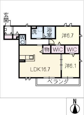 SOLANA(2LDK/2階)の間取り写真