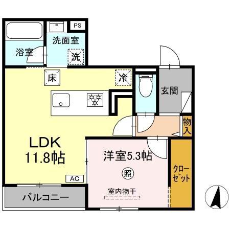 セントカメリア(1LDK/1階)の間取り写真