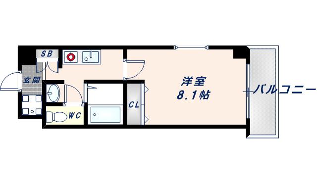 Mプラザ布施駅前(1K/9階)の間取り写真