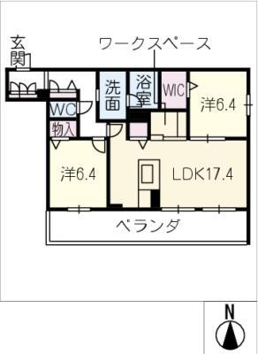 ヴィオレッタ(2LDK/2階)の間取り写真
