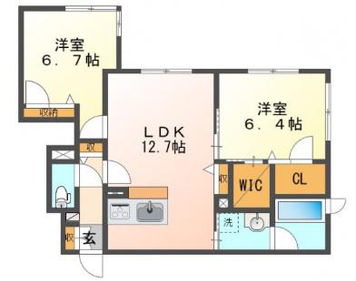 シャルマンドミールA(2LDK/1階)の間取り写真
