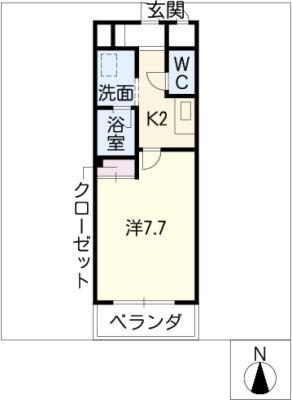曽代ハイツ(1K/3階)の間取り写真