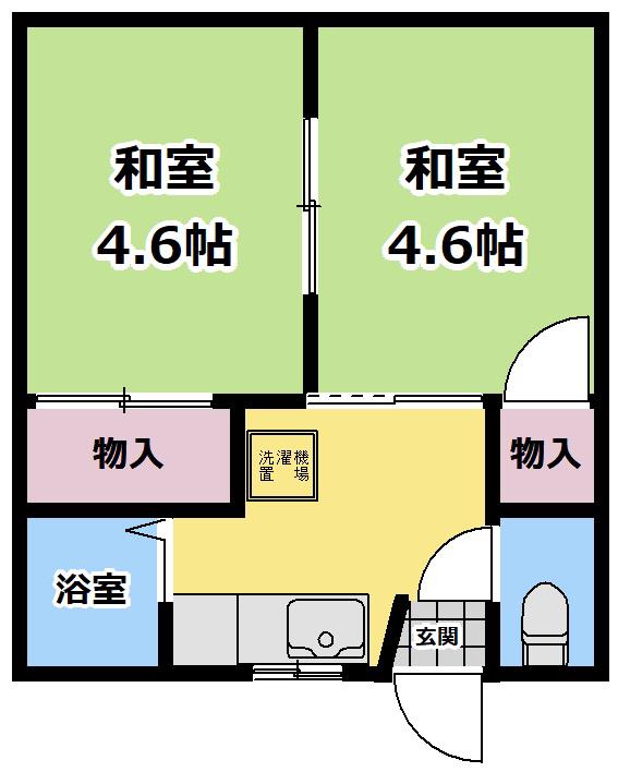 東鷹ハイツA(2K/2階)の間取り写真