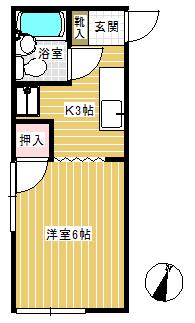 コーポ笹出(1K/2階)の間取り写真