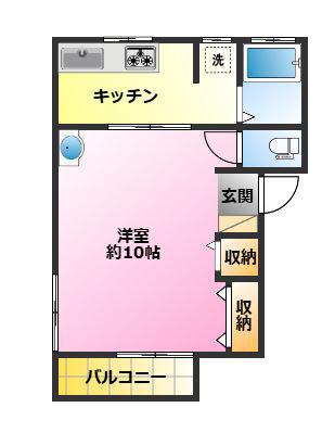 コーポさんげつ(1K/2階)の間取り写真