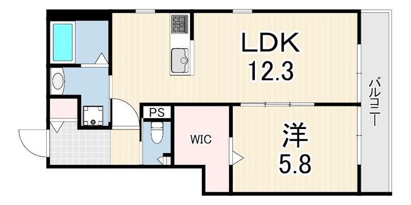 ラ コリーナ上の丸(1LDK/2階)の間取り写真