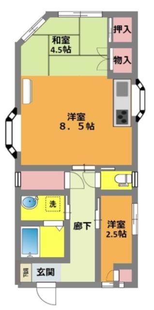 PMZ川口(2DK/2階)の間取り写真