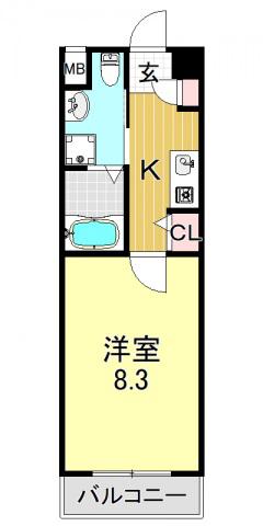 HRフロントリーガル平野(1K/7階)の間取り写真