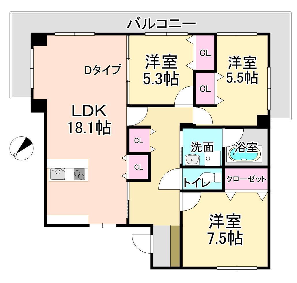 エクセル津島(3LDK/2階)の間取り写真