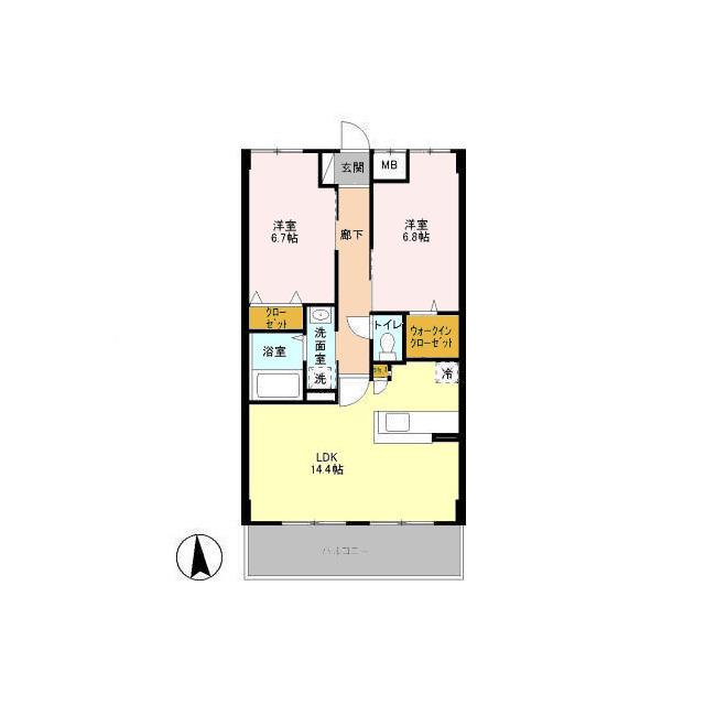 PARK SIDE RESIDENCE(2LDK/3階)の間取り写真