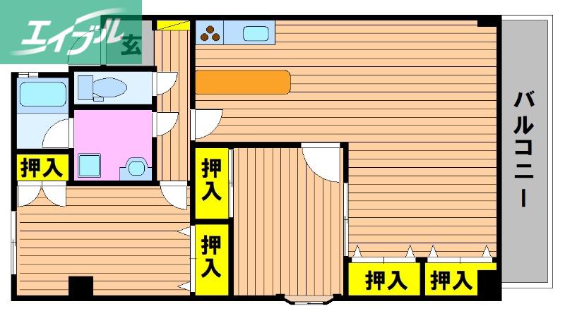 桃の里マンション(2LDK/3階)の間取り写真