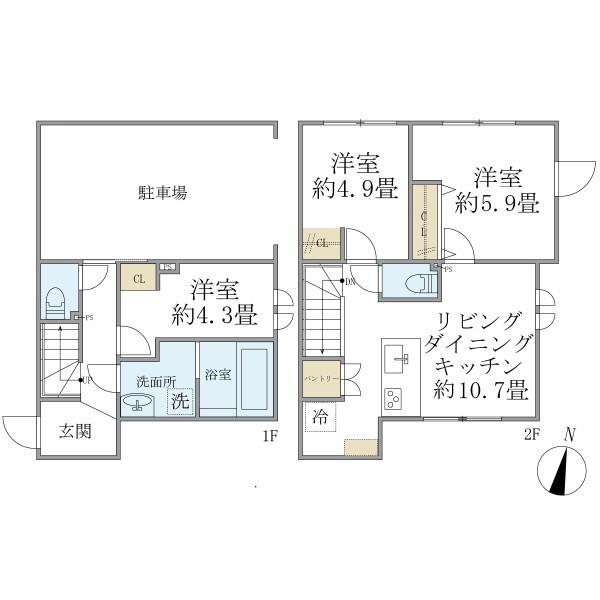 フォルモント(3LDK/1階)の間取り写真