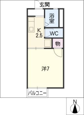 パークサイド富ヶ丘(1K/1階)の間取り写真