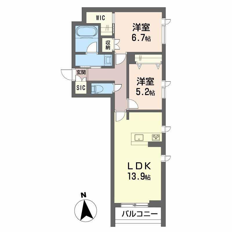 シンシア(2LDK/3階)の間取り写真