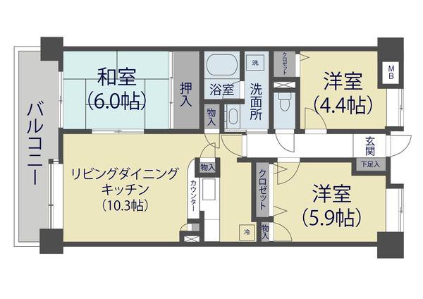 シュティーレマツバラ(3LDK/7階)の間取り写真