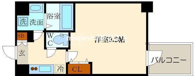 メインステージ心斎橋イースト(1K/5階)の間取り写真