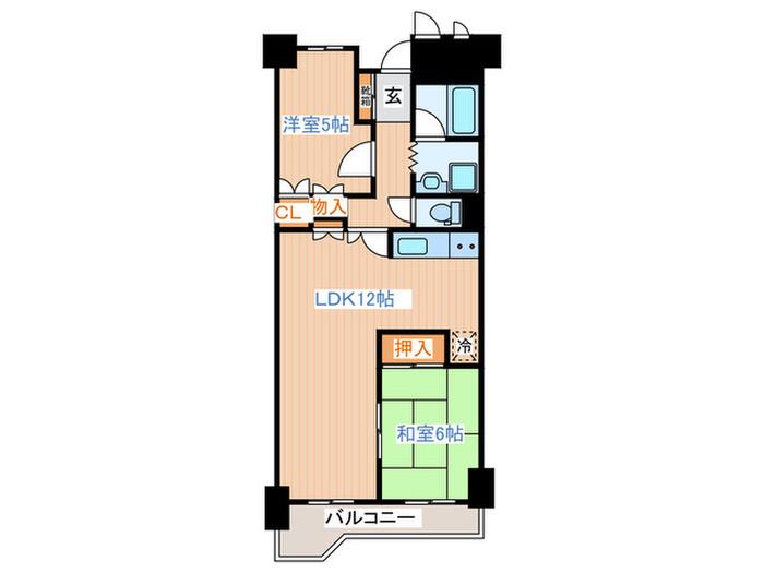 ヴェルドミール支倉(2LDK/3階)の間取り写真