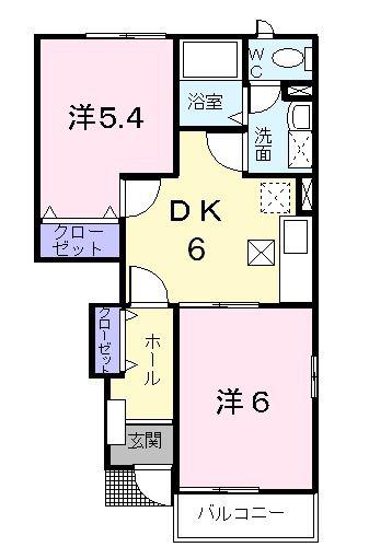 サンファミリー B(2DK/1階)の間取り写真