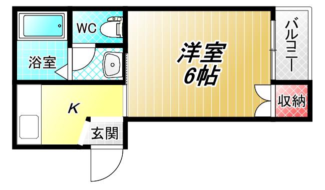 オリバーハウス(1K/1階)の間取り写真