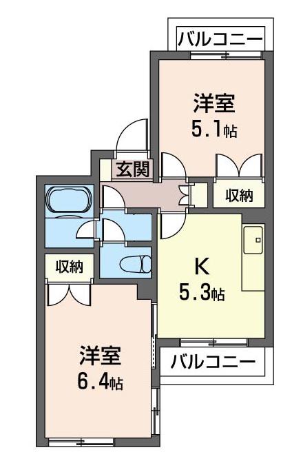 ガーデンハイツ今川(2DK/2階)の間取り写真