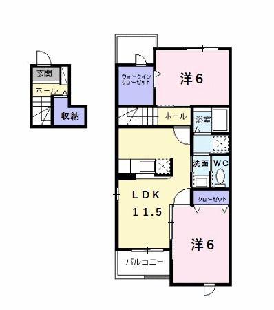 パシフィックコーストI(2LDK/2階)の間取り写真