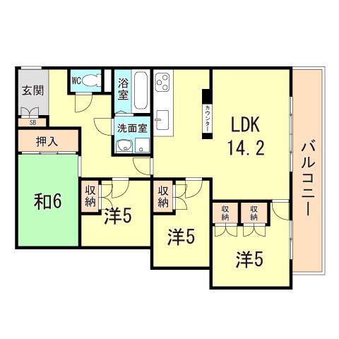 クレドール須磨潮見台(4LDK/2階)の間取り写真