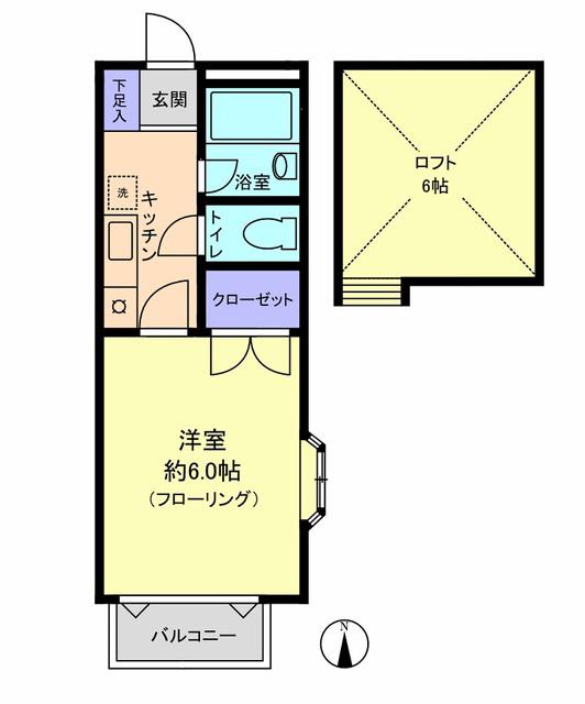リルパイン越谷A棟(1K/1階)の間取り写真