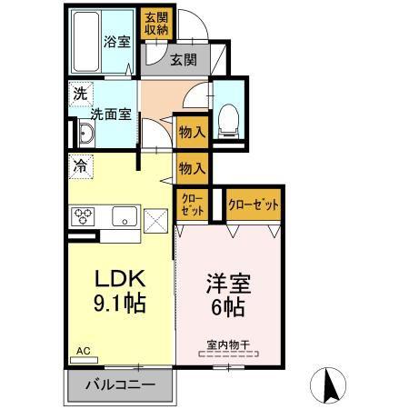 アーバンハイツF(1LDK/1階)の間取り写真