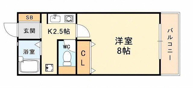 芦屋川ハイツ(1K/2階)の間取り写真
