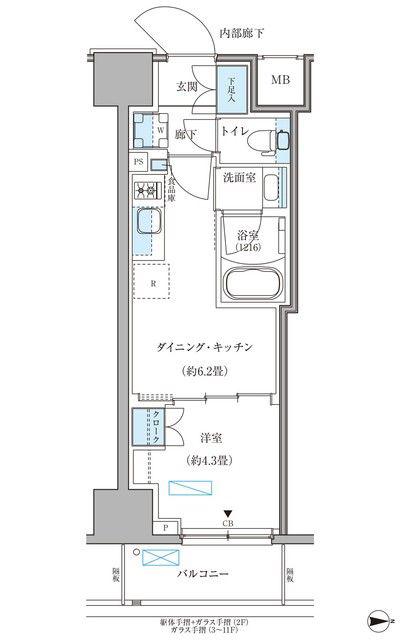 パークアクシス住吉ガーデンスクエア(1DK/5階)の間取り写真