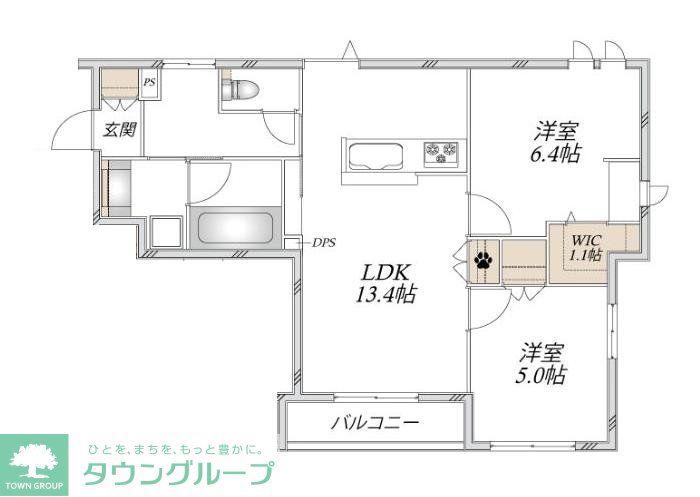 足立区梅田メゾン(2LDK/2階)の間取り写真